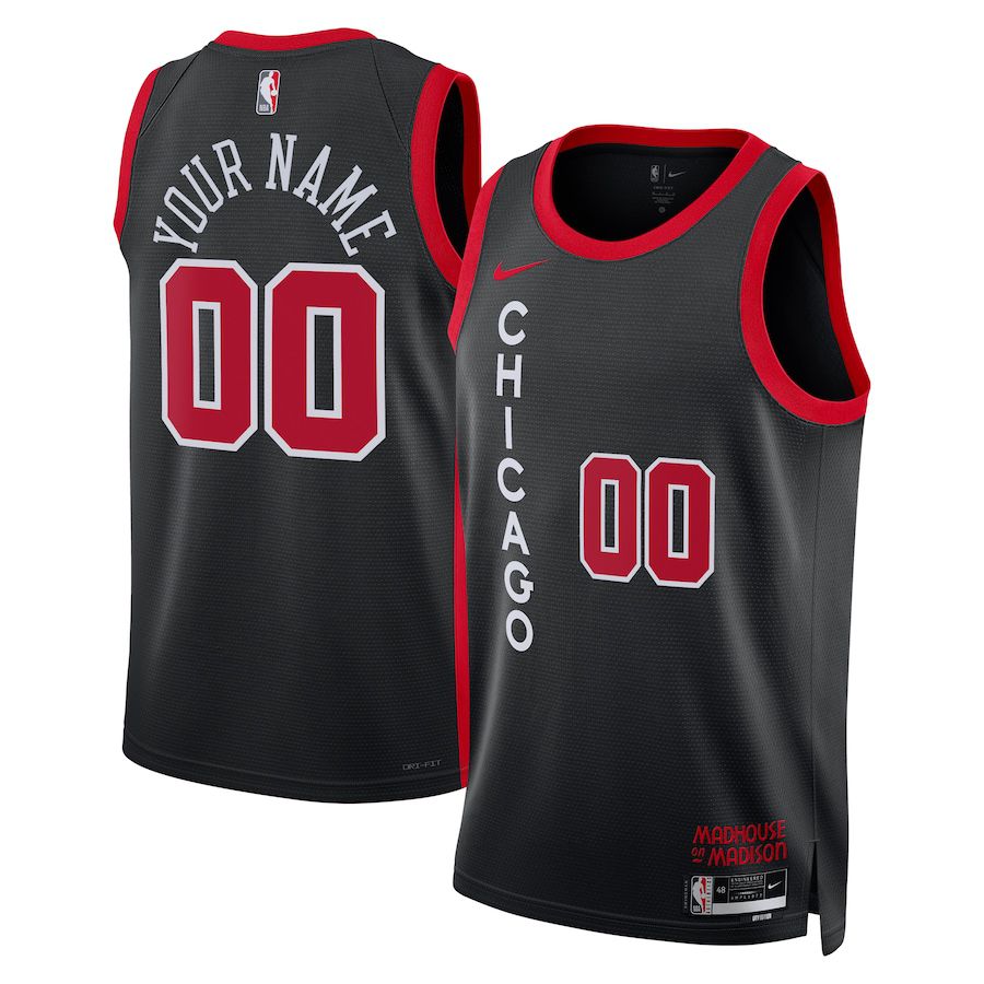 Men Chicago Bulls Nike Black City Edition 2023-24 Custom Swingman NBA Jersey